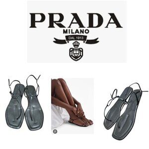 Prada Leather T-Strap Sandals Women's Size EU 40/US 9.5